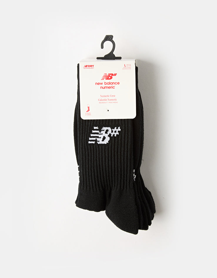 New Balance Numeric Active 3 Pack Crew Socks - Black