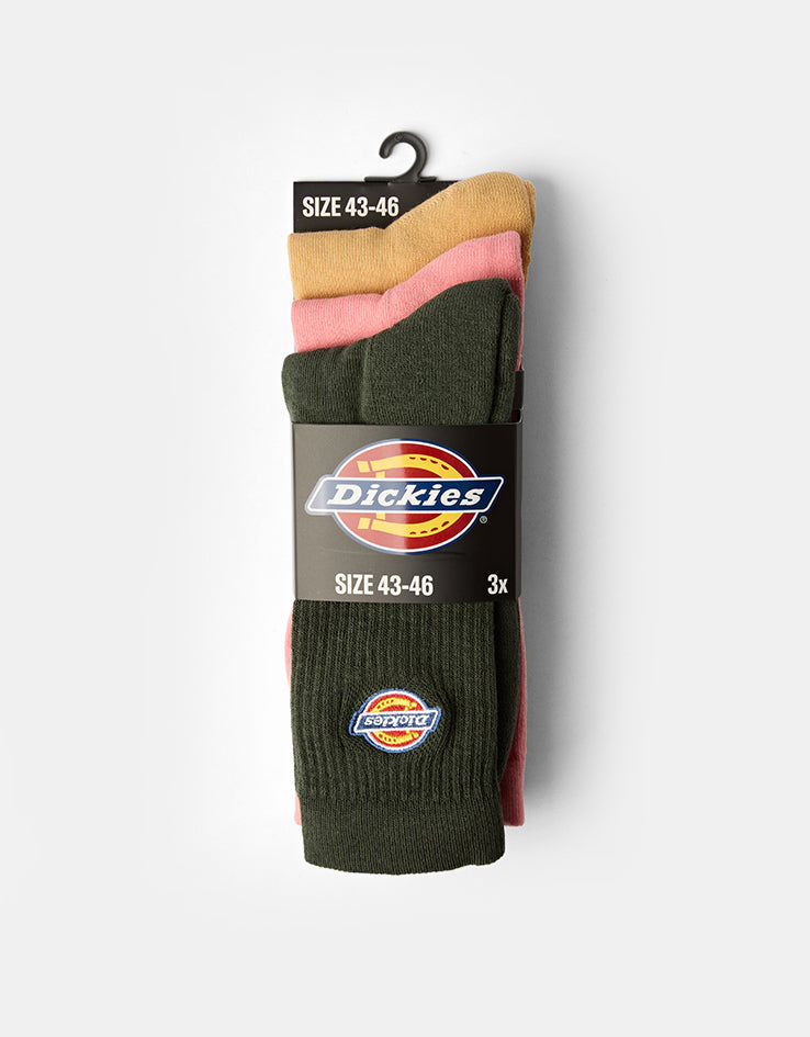 Dickies Valley Grove 3 Pack Crew Socks  - Deep Depths