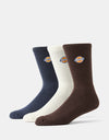 Dickies Valley Grove 3 Pack Crew Socks  - Navy Blue