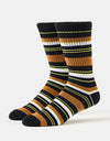 Santa Cruz Felix Crew Socks - Black/Rust/Green Glow