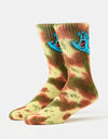 Santa Cruz Screaming Hand Tie Dye Crew Socks - Green Glow