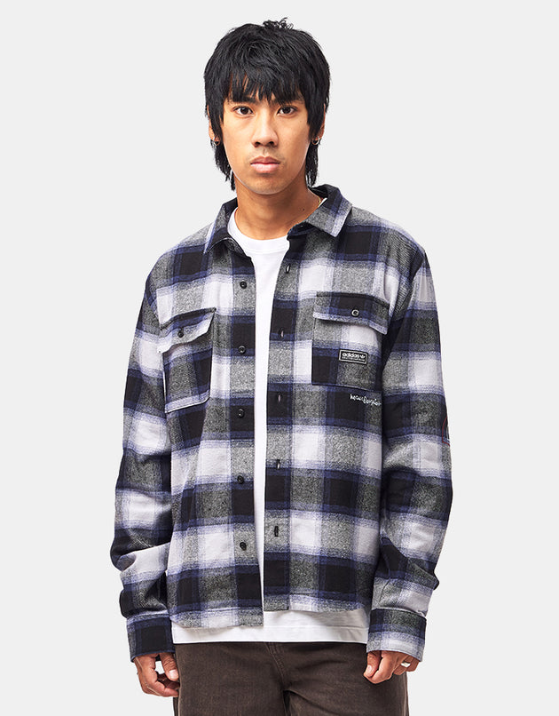 adidas x Gonz Flannel Shirt - Black/Muted Purple/Halo Silver