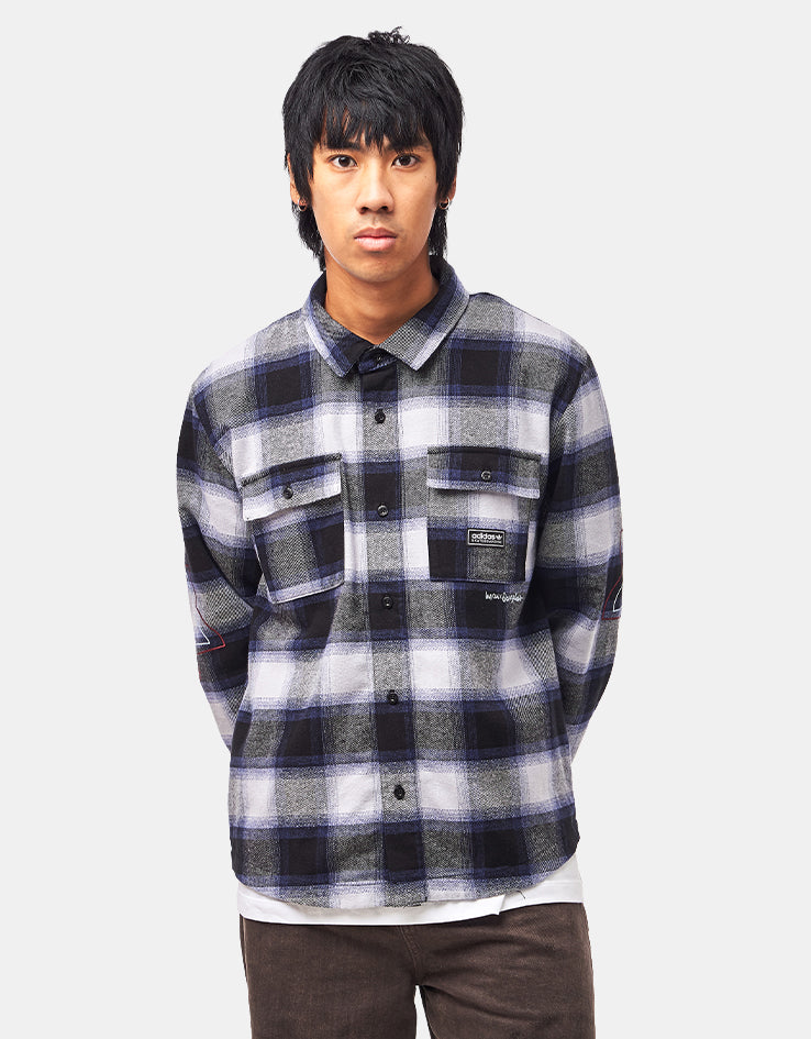 adidas x Gonz Flannel Shirt - Black/Muted Purple/Halo Silver