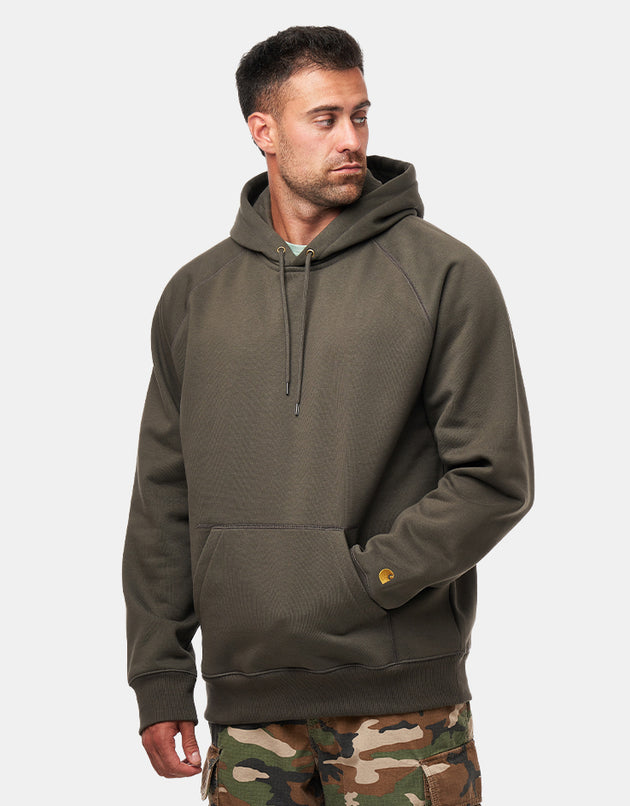 Carhartt WIP Hooded Chase Sweat - Shungite/Gold