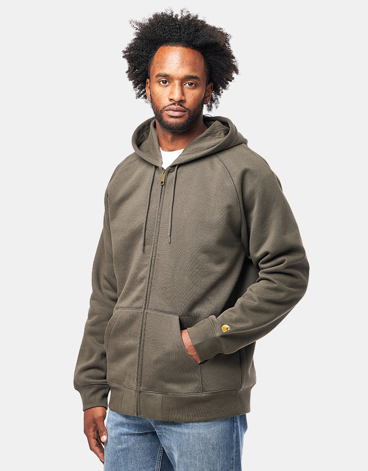 Carhartt WIP Hooded Chase Jacket - Shungite/Gold