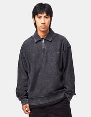 Carhartt WIP Lambert Polo Sweat - Black (Moon Wash)
