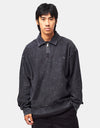 Carhartt WIP Lambert Polo Sweat - Black (Moon Wash)