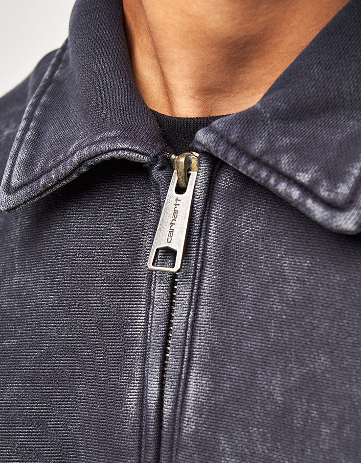 Carhartt WIP Lambert Polo Sweat - Black (Moon Wash)