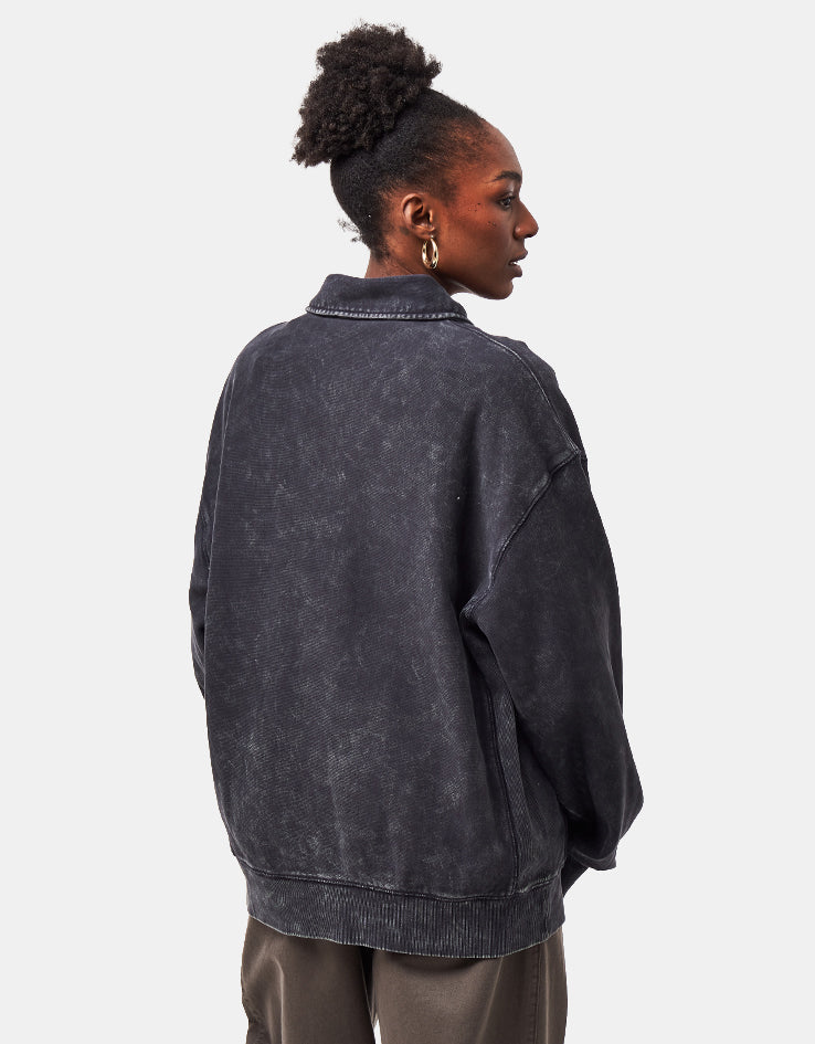 Carhartt WIP Lambert Polo Sweat - Black (Moon Wash)