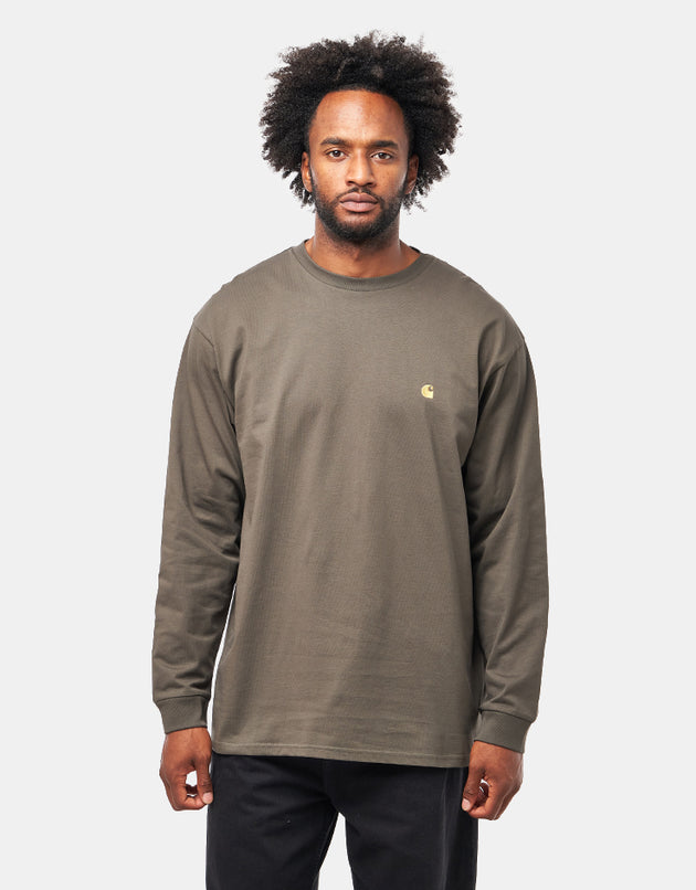 Carhartt WIP L/S Chase T-Shirt - Shungite/Gold