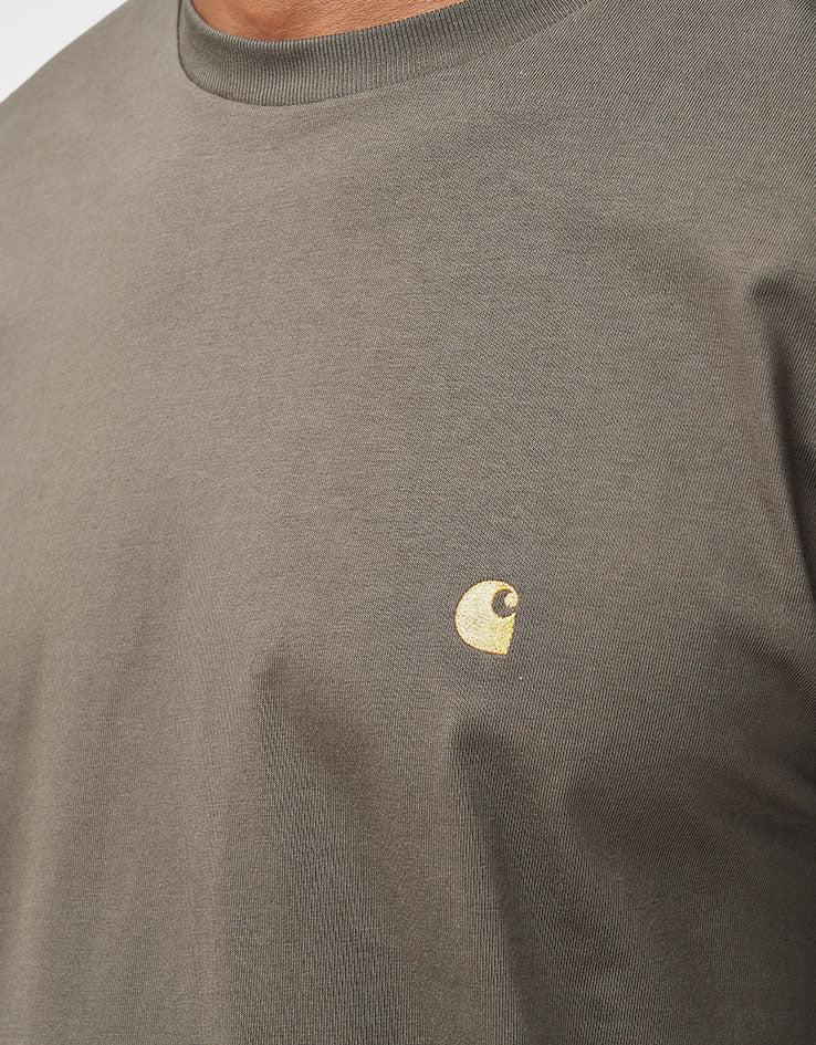 Carhartt WIP L/S Chase T-Shirt - Shungite/Gold