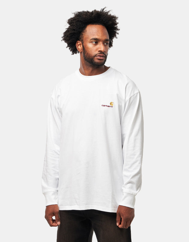 Carhartt WIP L/S American Script T-Shirt - White