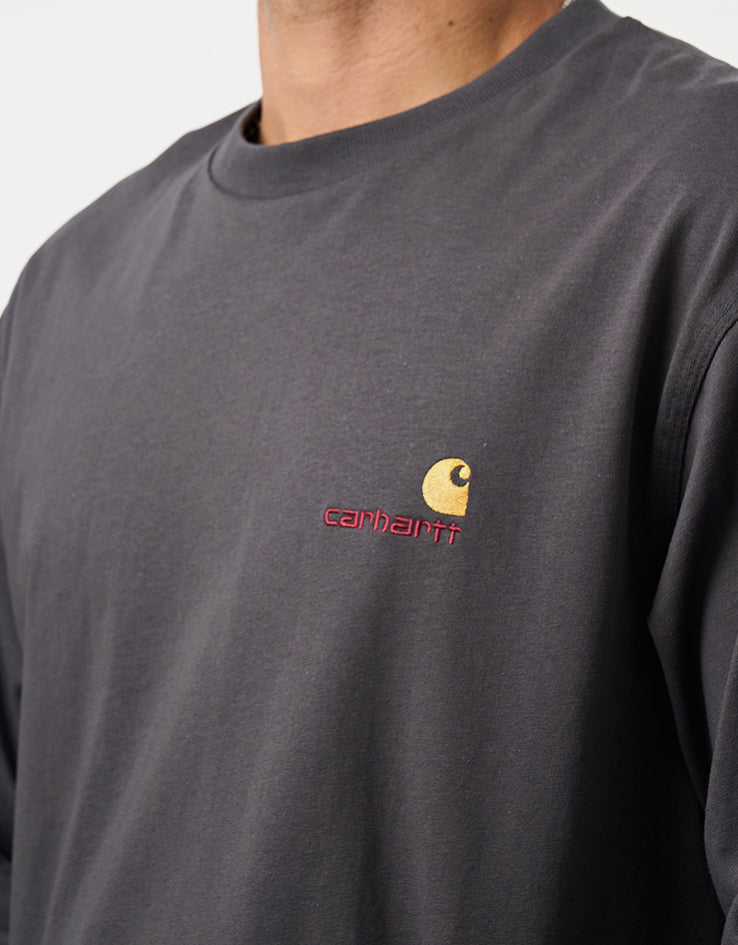 Carhartt WIP L/S American Script T-Shirt - Graphite