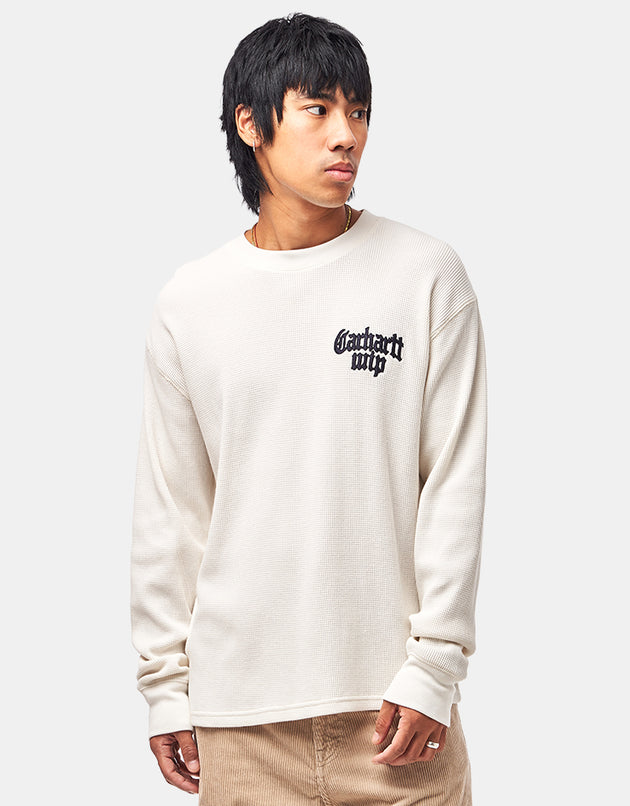 Carhartt WIP L/S Blackletter Waffle T-Shirt - Wax/Black