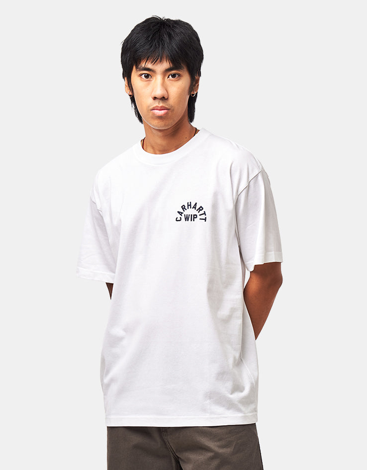 Carhartt WIP S/S Arch Script T-Shirt - White/Dark Navy
