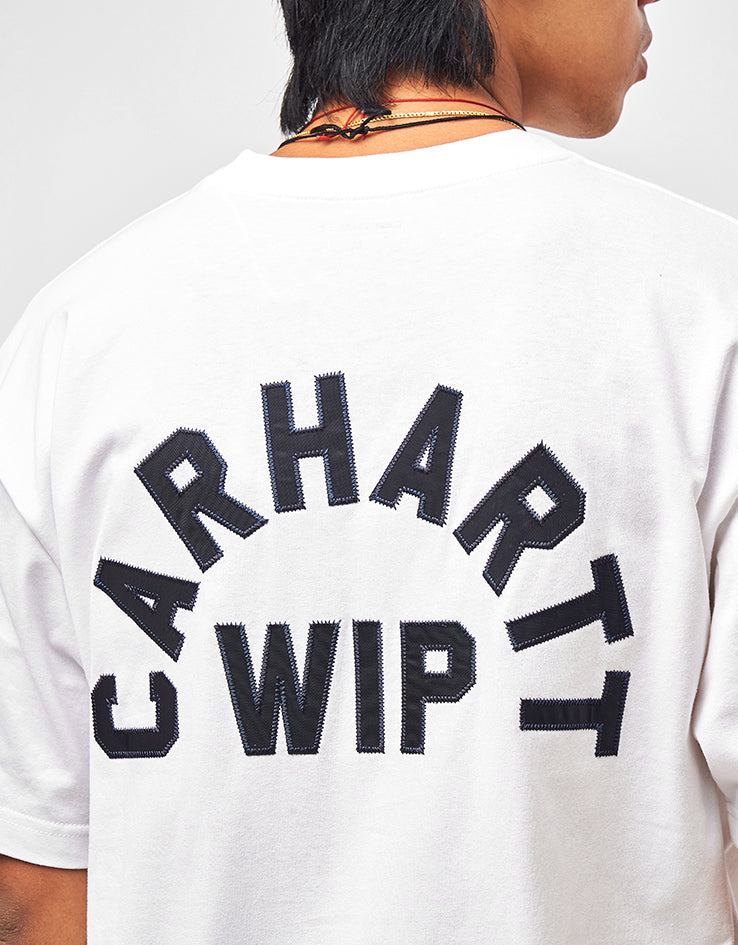 Carhartt WIP S/S Arch Script T-Shirt - White/Dark Navy