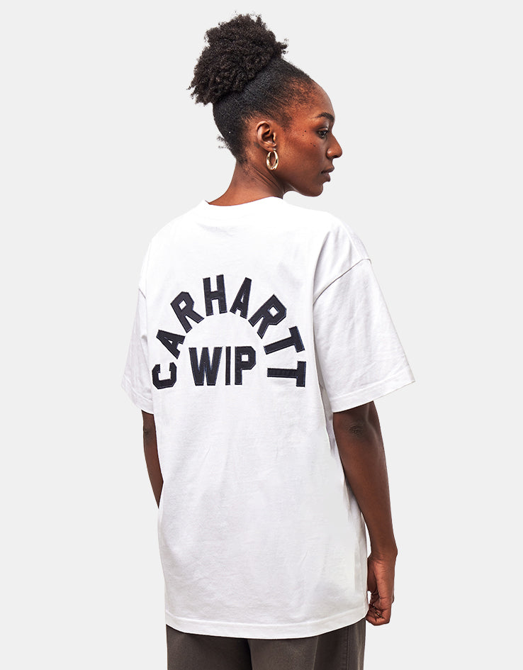 Carhartt WIP S/S Arch Script T-Shirt - White/Dark Navy
