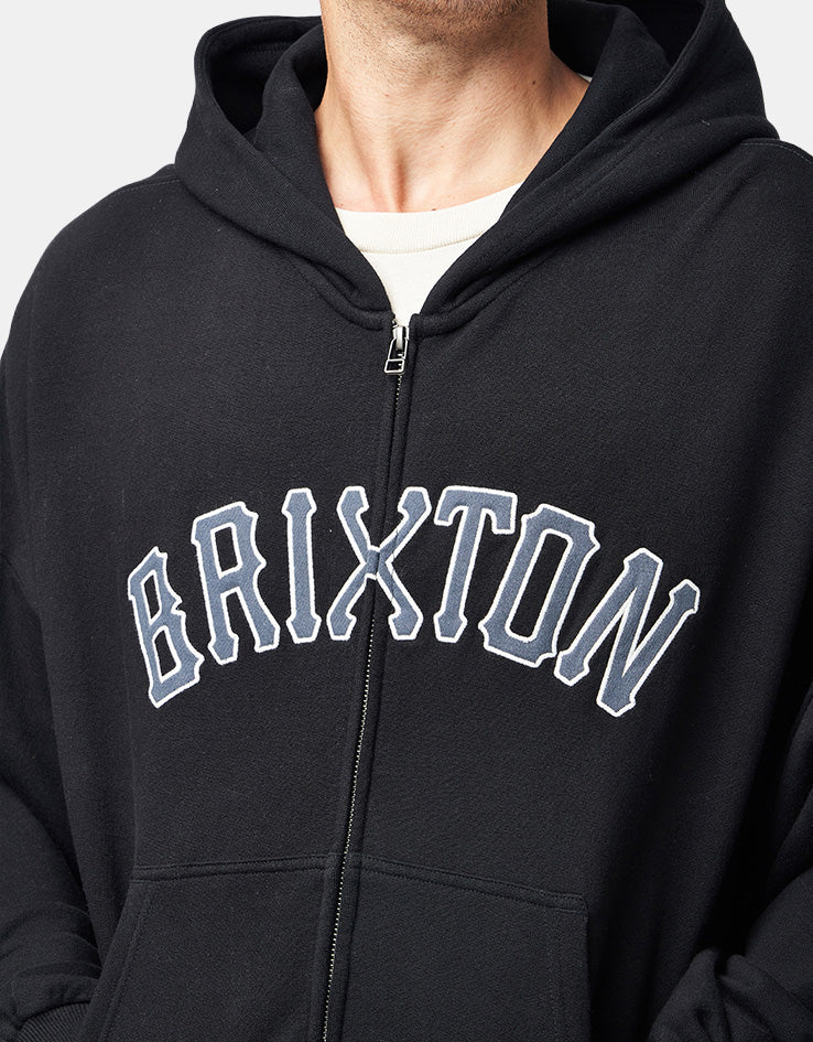 Brixton Dugout Zip Hoodie - Black/Grey
