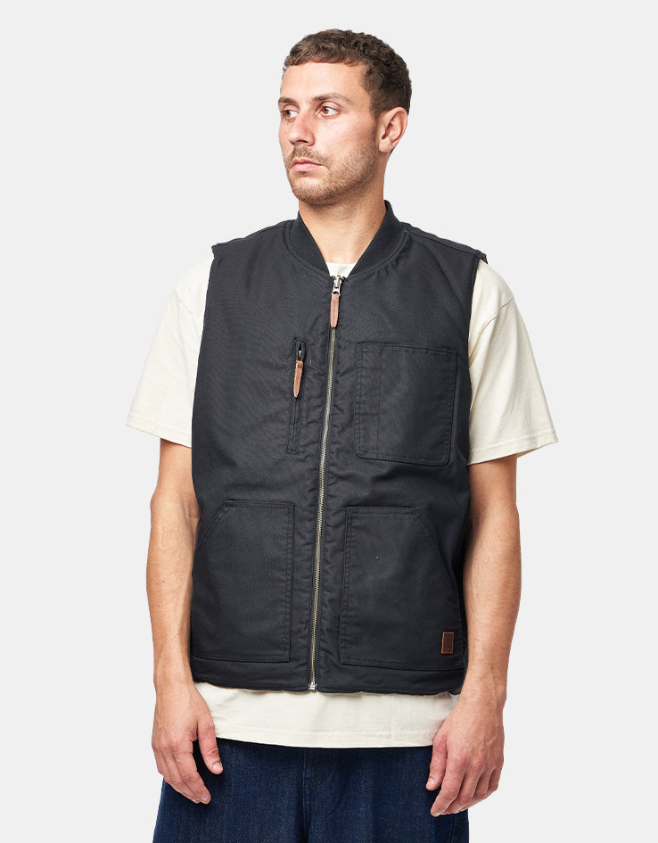 Brixton Builders Abraham Reversible Vest - Black/Olive Surplus