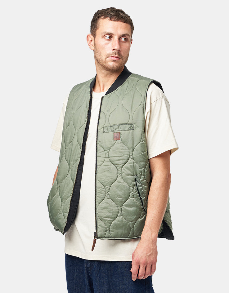 Brixton Builders Abraham Reversible Vest - Black/Olive Surplus