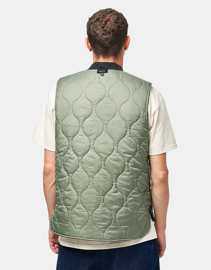 Brixton Builders Abraham Reversible Vest - Black/Olive Surplus