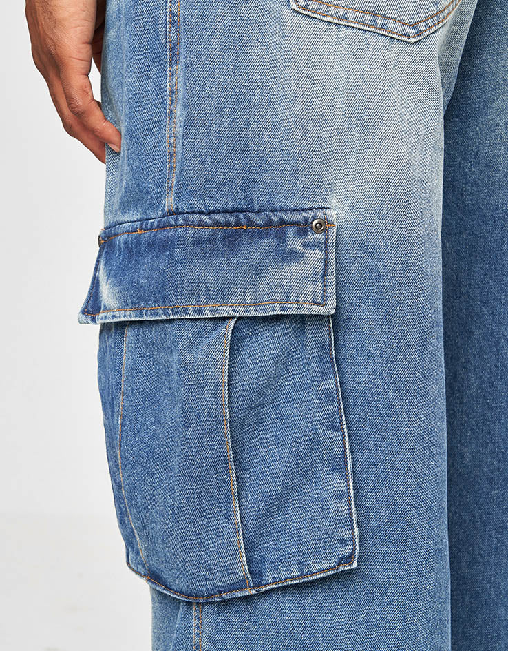 ICHPIG Warrior Cargo Jeans - Faded Indigo