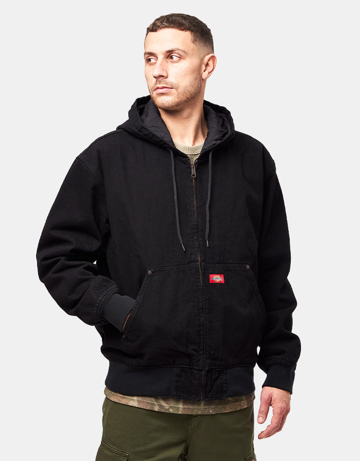 Dickies Hilham Lined Denim Hooded Bomber - Black
