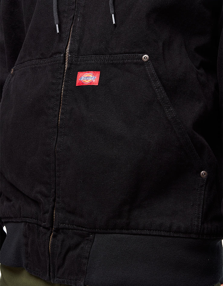 Dickies Hilham Lined Denim Hooded Bomber - Black