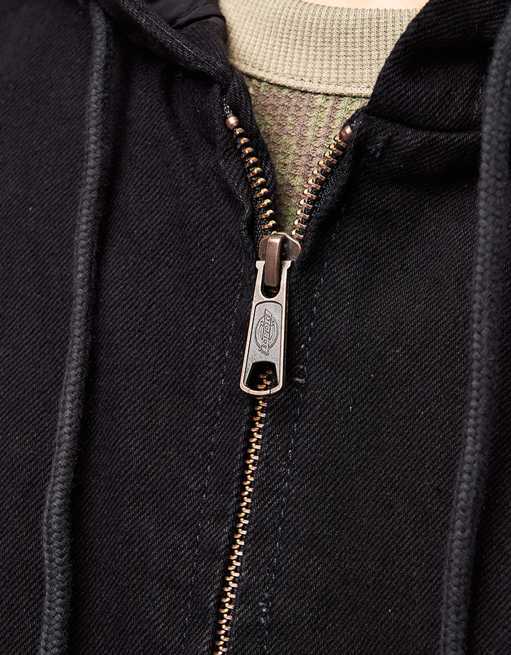 Dickies Hilham Lined Denim Hooded Bomber - Black
