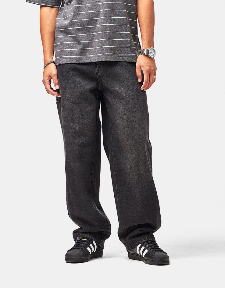 Dickies 958 Baggy Tapered Work Jeans - Black Wash Faded