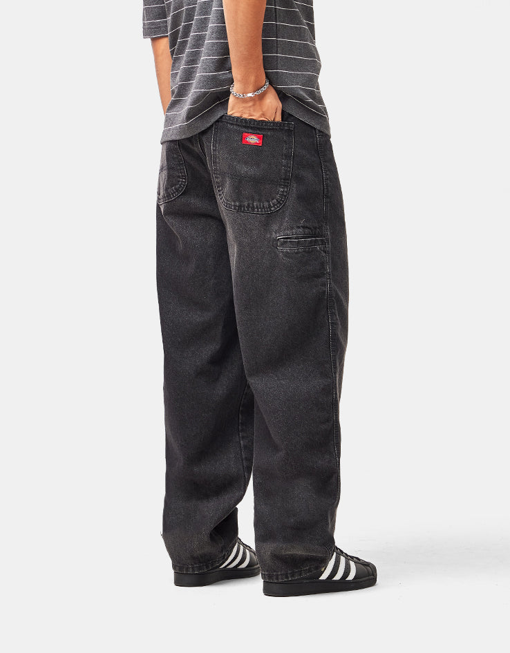 Dickies 958 Baggy Tapered Work Jeans - Black Wash Faded