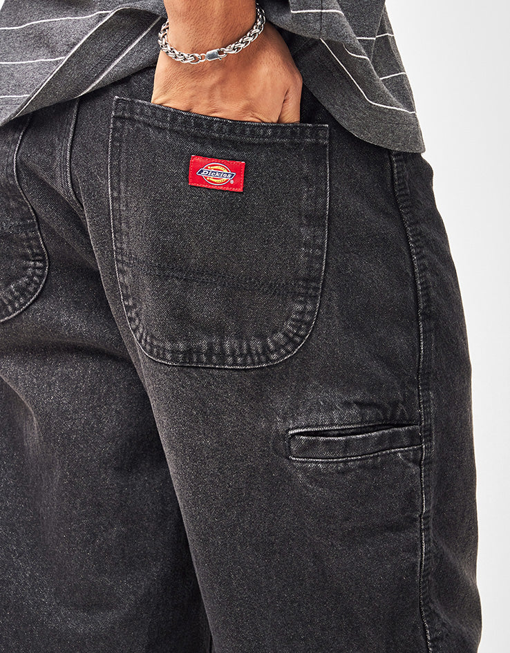Dickies 958 Baggy Tapered Work Jeans - Black Wash Faded