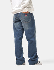 Dickies Springerville Baggy Straight Work Jeans - Mid Blue Fade Wash