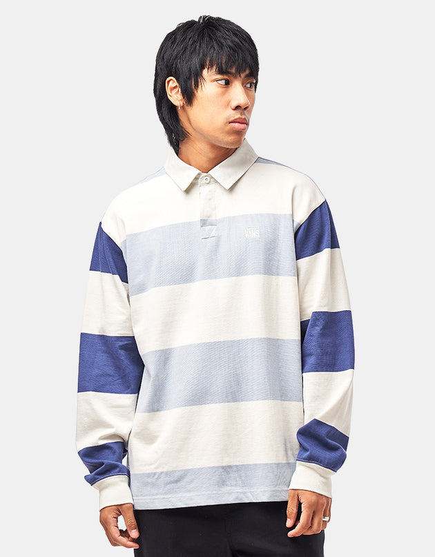 Vans 2-Tone Stripe Ward L/S Rugby Shirt - Marshmallow/Soft Slate