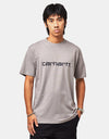 Carhartt WIP S/S Script T-Shirt - Shady Grey/Dark Navy