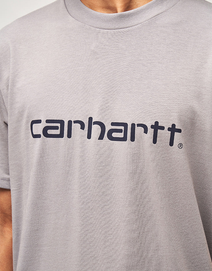 Carhartt WIP S/S Script T-Shirt - Shady Grey/Dark Navy