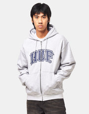 HUF Classic Arch Full Zip Hoodie - Heather Grey/Navy