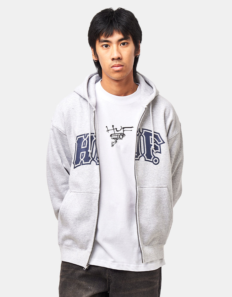 HUF Classic Arch Full Zip Hoodie - Heather Grey/Navy