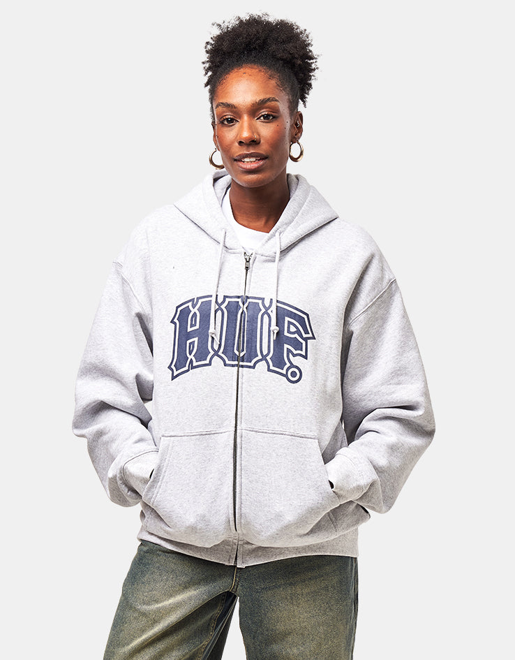 HUF Classic Arch Full Zip Hoodie - Heather Grey/Navy