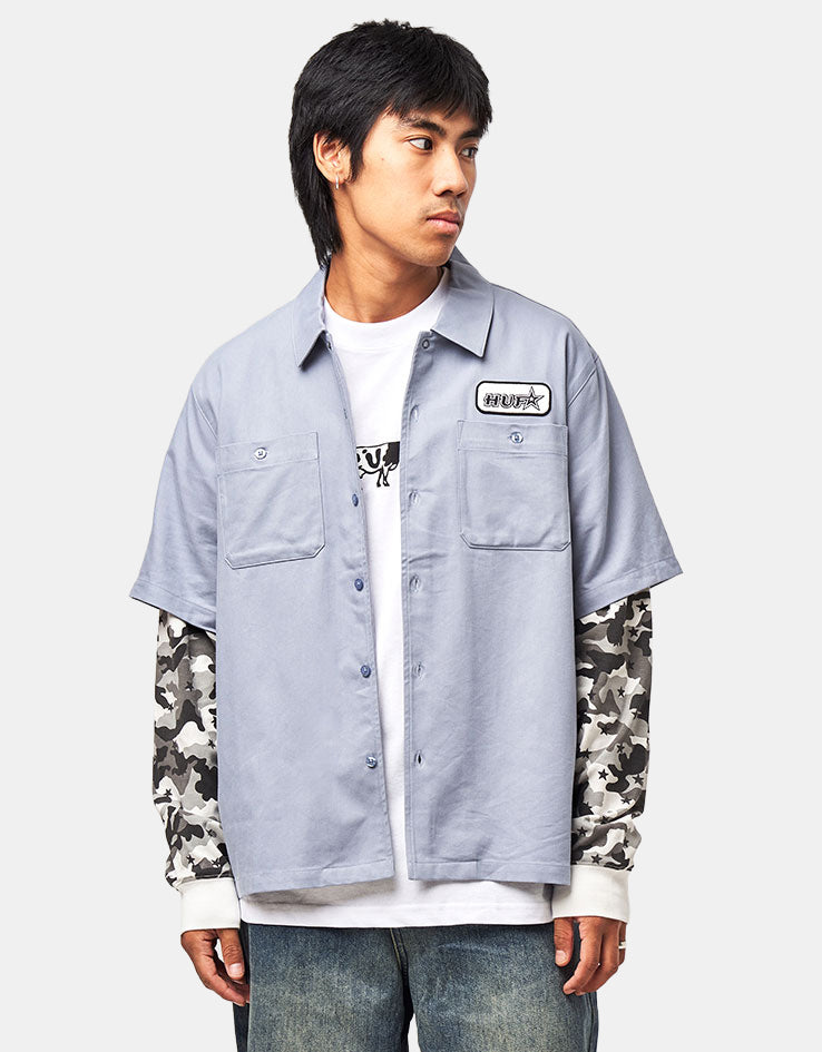 HUF Shadows L/S Work Shirt - Light Blue