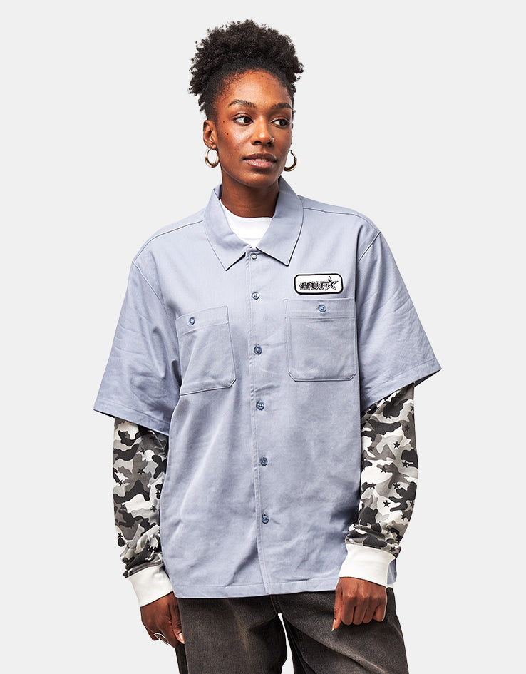 HUF Shadows L/S Work Shirt - Light Blue