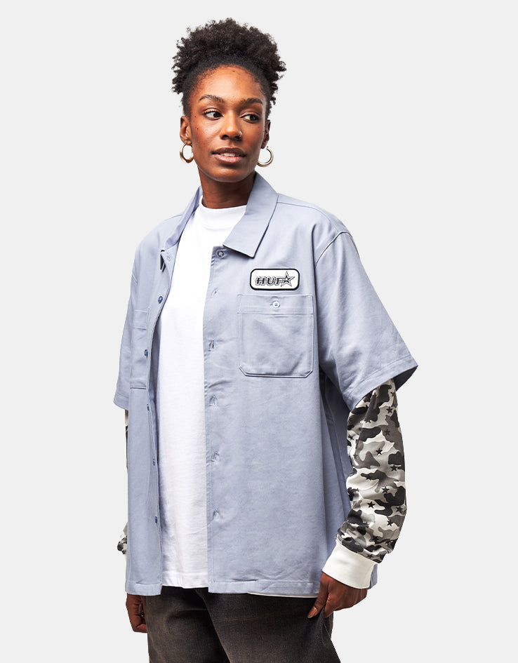 HUF Shadows L/S Work Shirt - Light Blue