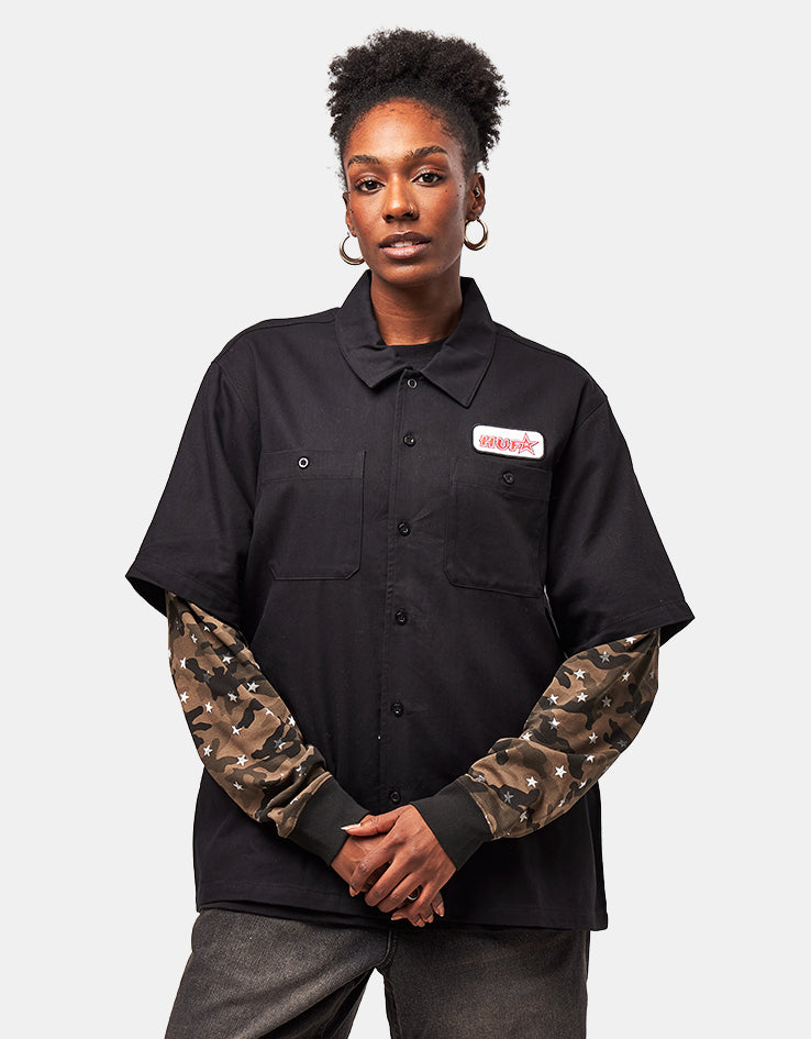 HUF Shadows L/S Work Shirt - Black