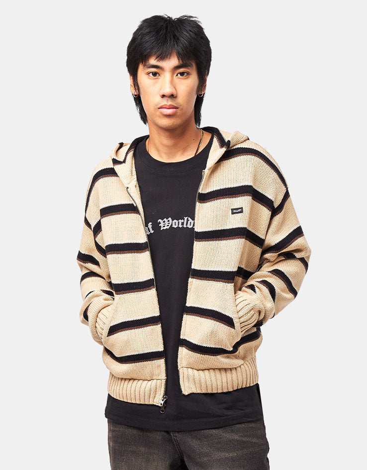 HUF Banks Full Zip Striped Hoodie - Tan