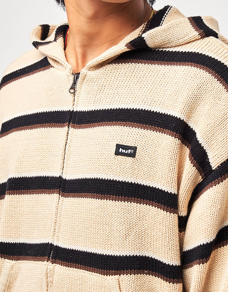 HUF Banks Full Zip Striped Hoodie - Tan