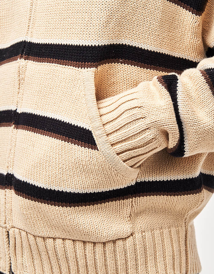 HUF Banks Full Zip Striped Hoodie - Tan