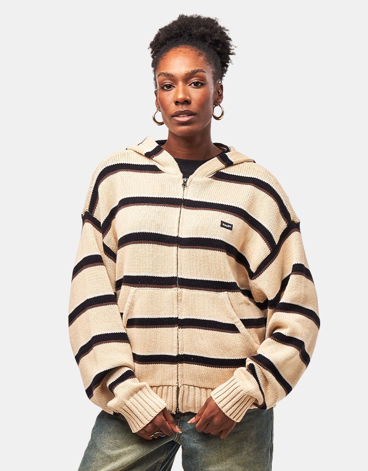 HUF Banks Full Zip Striped Hoodie - Tan