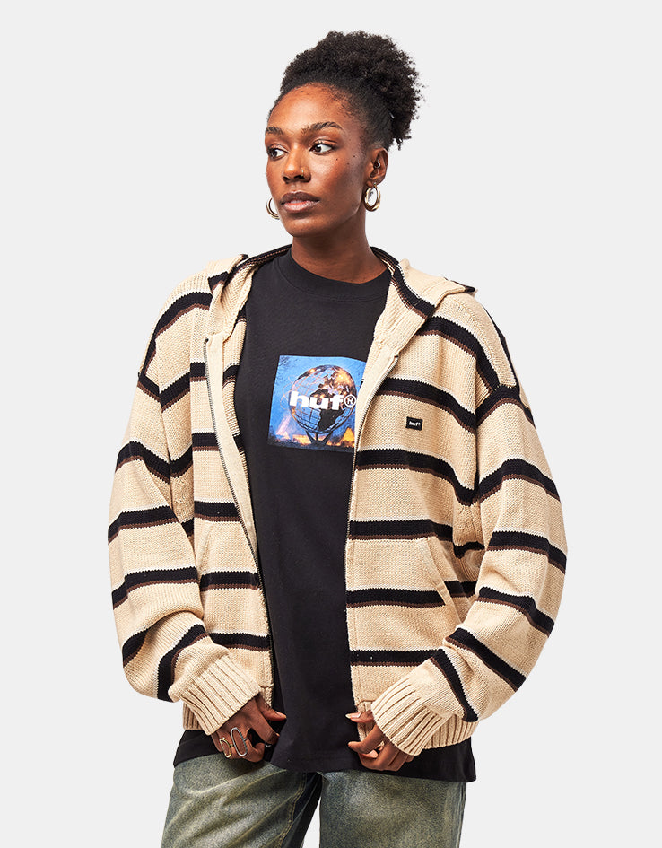 HUF Banks Full Zip Striped Hoodie - Tan