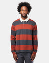 Patagonia L/S Rugby Shirt - Wide Stripe: Rusty Red