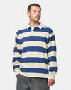 Route One Striped Rugby Shirt - Navy/Off White